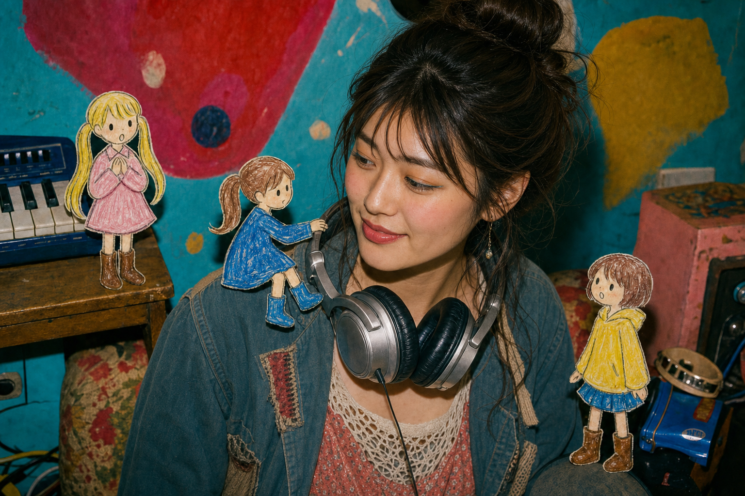 音楽部屋で三人のクレヨン妖精と過ごすQuinkA